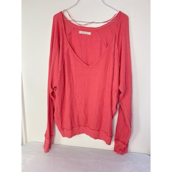 We The Free Tops - We the Free People Santa Clara Thermal Waffle Knit Oversized Top Prairie Rose